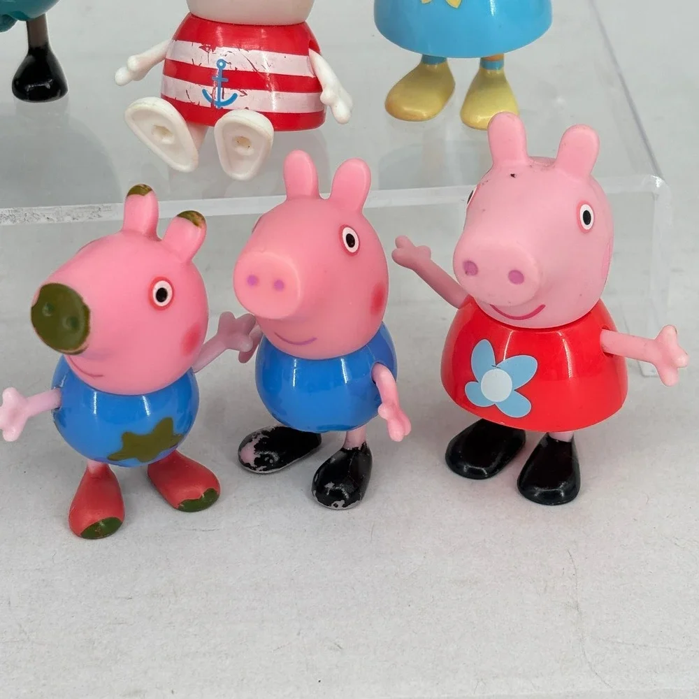 Peppa Pig Lot of 9 Action Figures Vehicle Mixed Replacements Cake Toppers Toys
